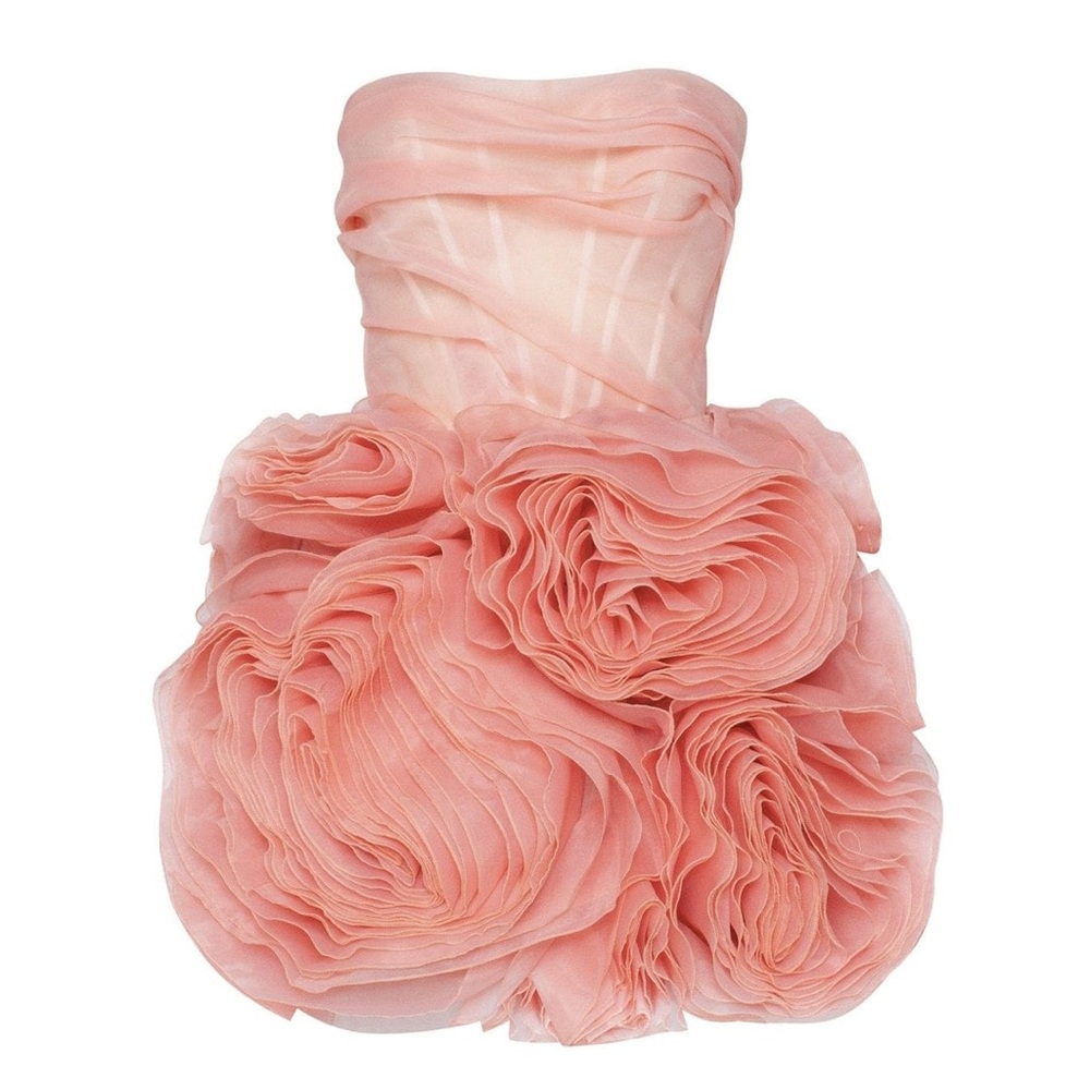 Millau Strapless Peach Ruffle Dress